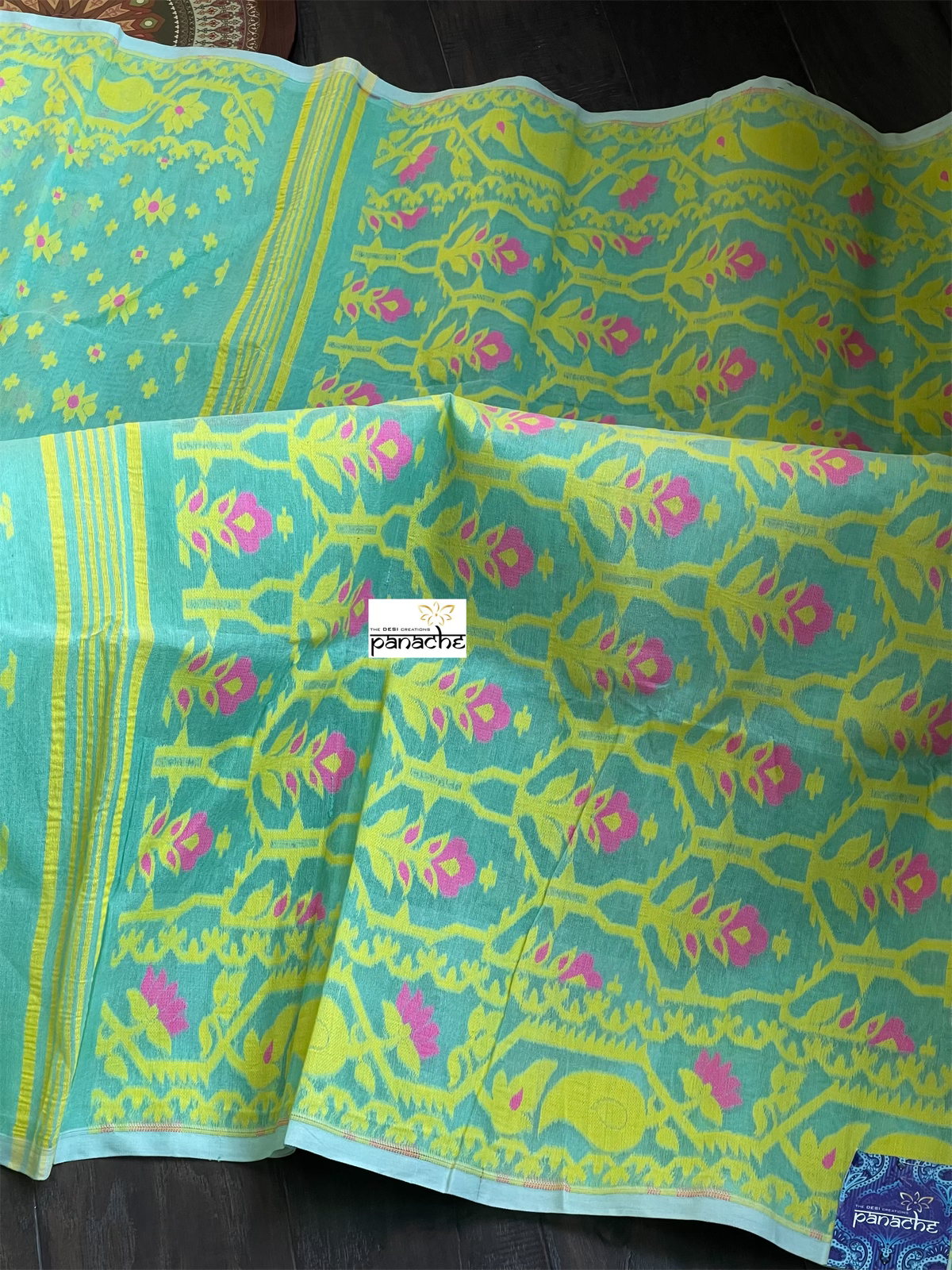 Jamdaani  -Mint Green Yellow