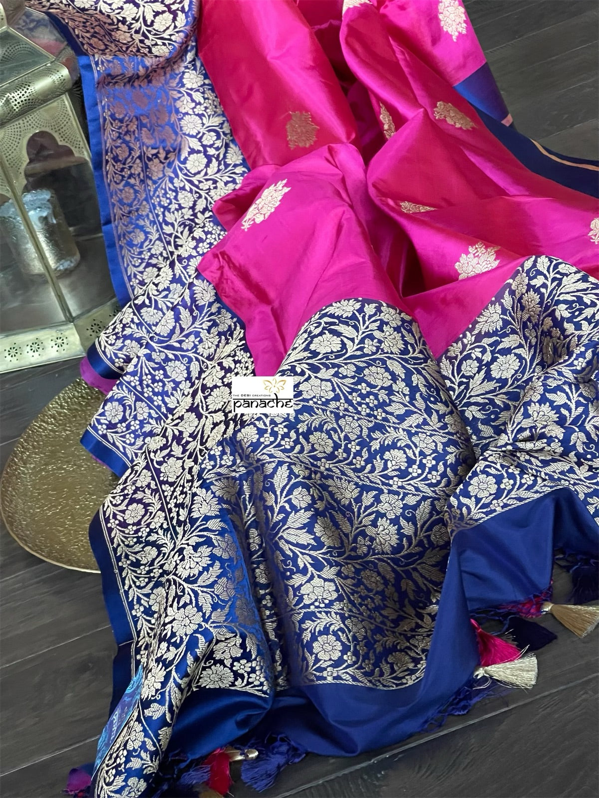 Katan Silk Banarasi - Magenta Pink Blue