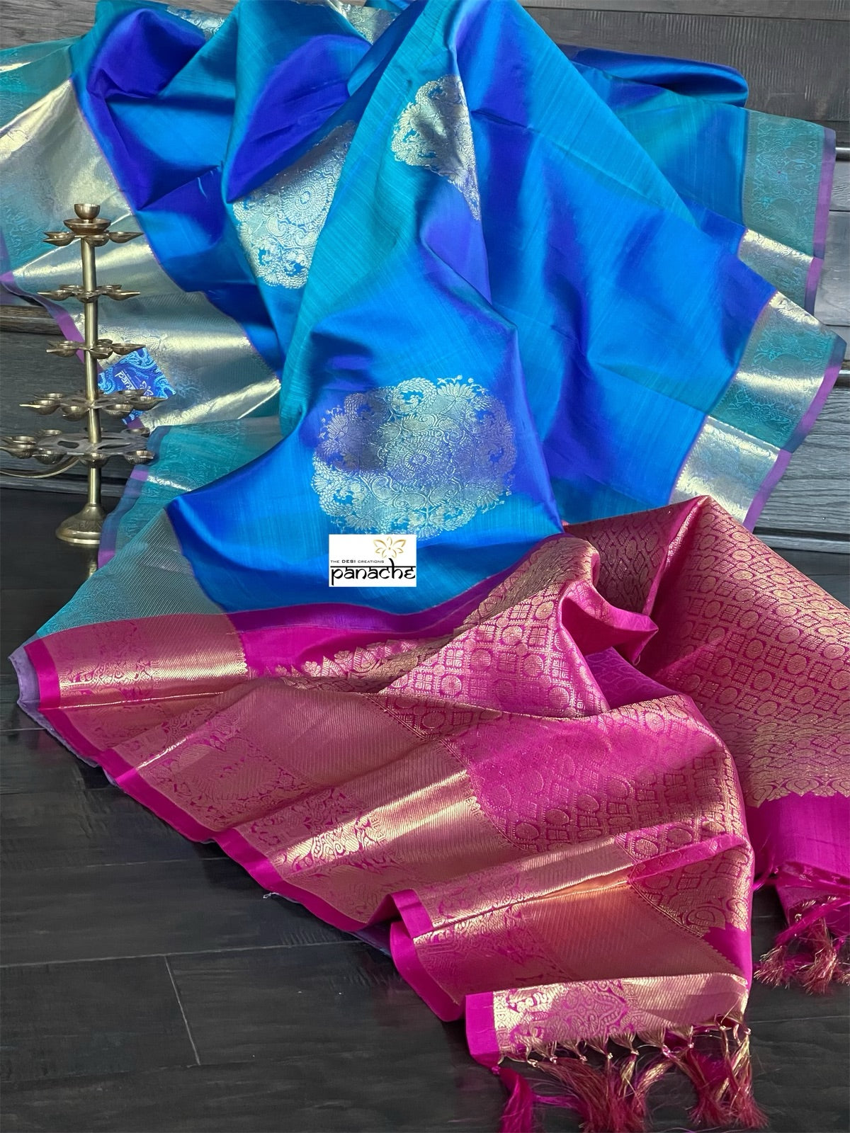 Silk Kanjivaram - Blue Dual Shaded
