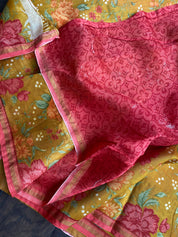 Cotton Mulmul Floral - Golden Ochre Yellow