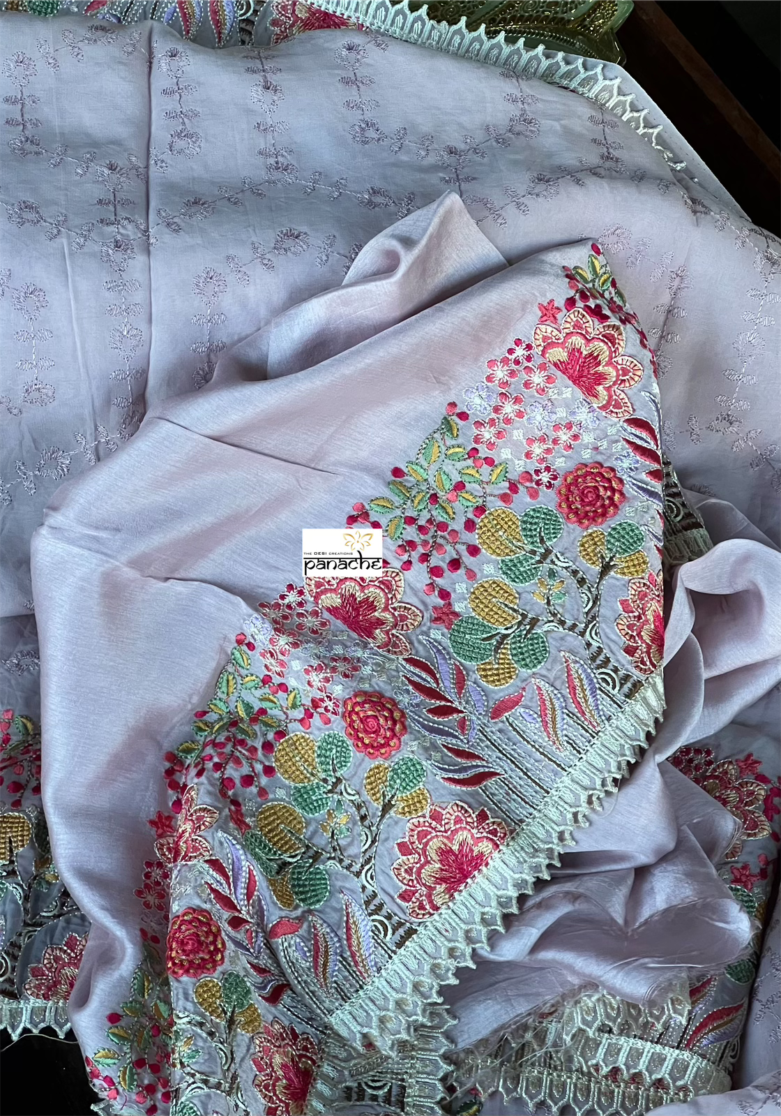 Designer Organza - Lilac Embroidered