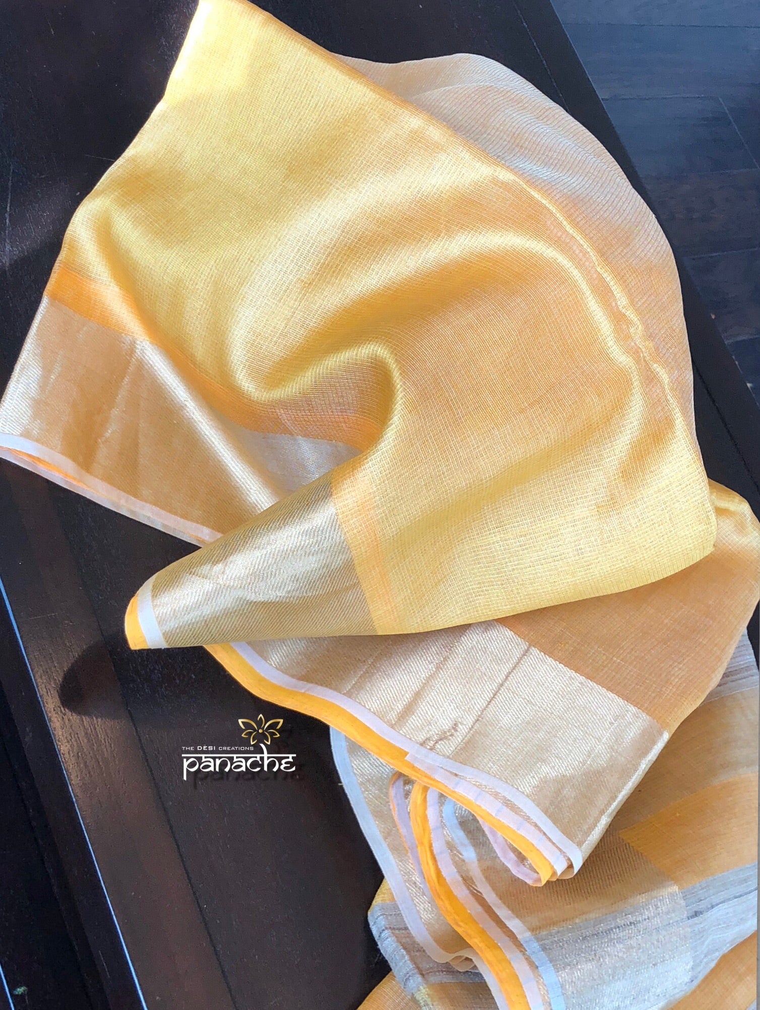 Tissue Silk - Golden Yellow Gicha Pallu