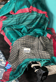 Pure Matka Silk - Green Red Black Woven
