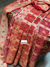 Bandhej Khaddi Georgette Banarasi - Red Gharchola