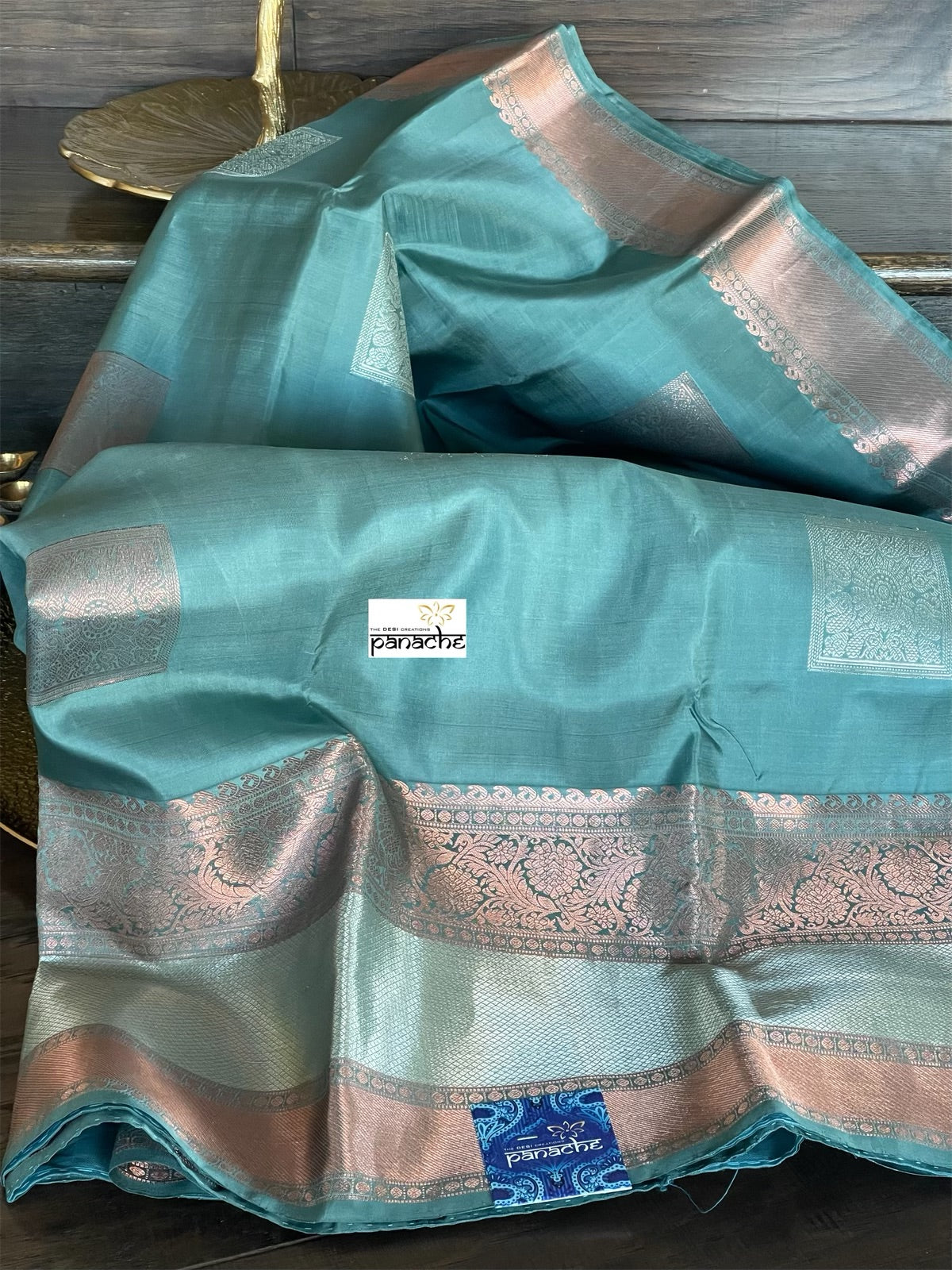Silk Kanjivaram - Teal Grey
