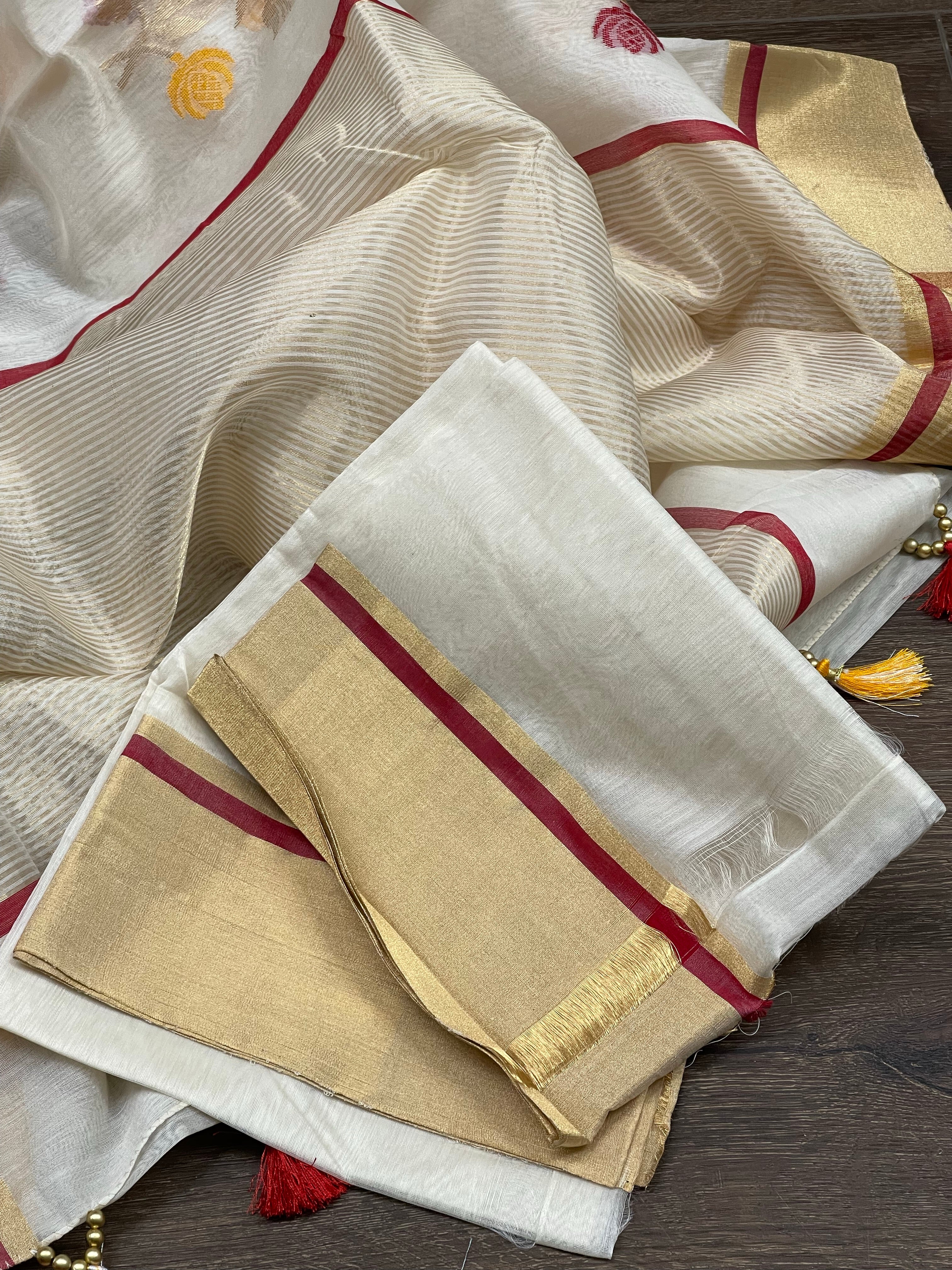 Pure Chanderi Silk Cotton - Off White Eknaliya Woven