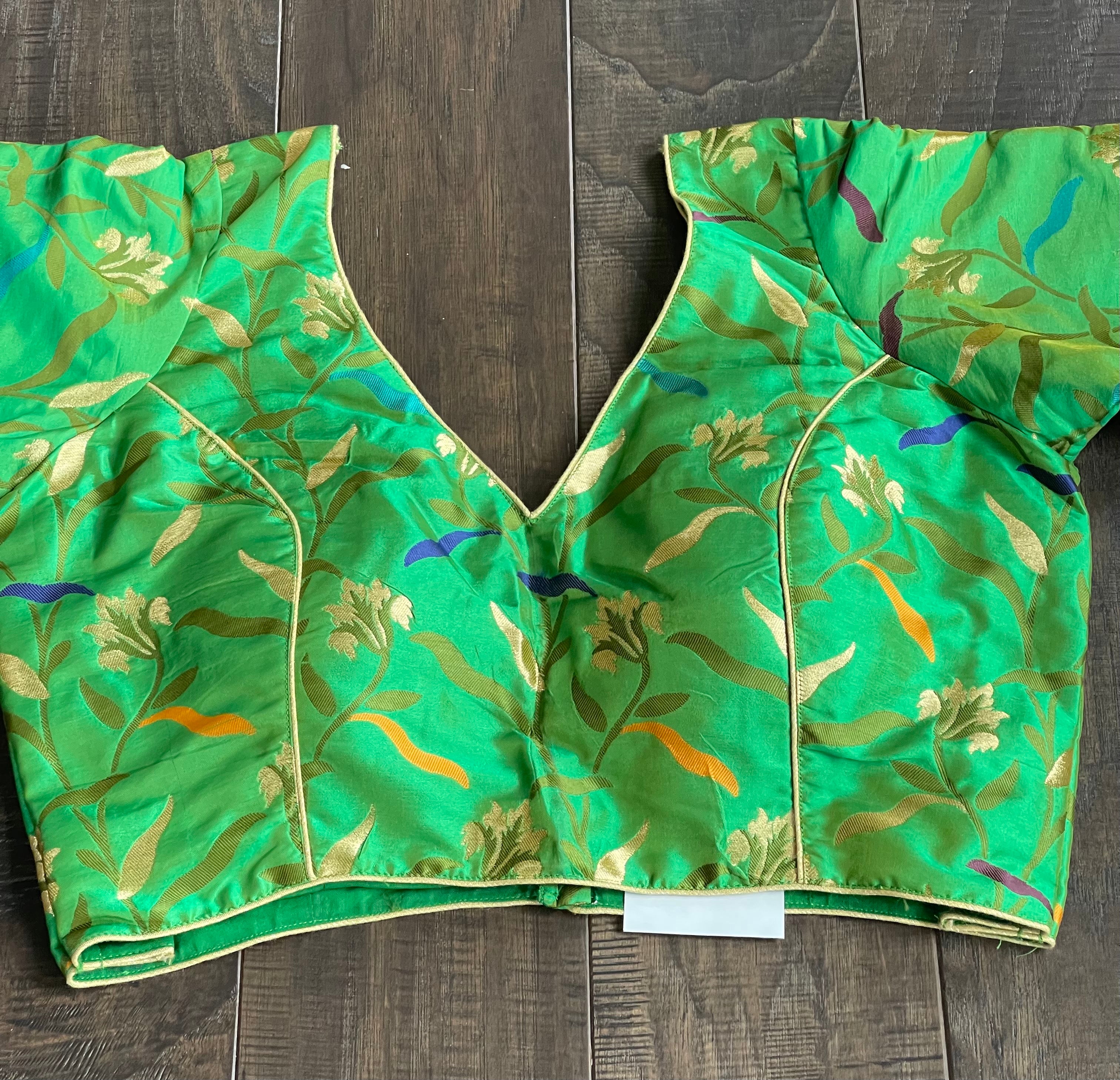 Designer Blouse - Green Meenakari