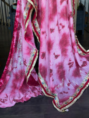 Designer Georgette Sequin Saree - Pink Raspberry red Tie Dye
