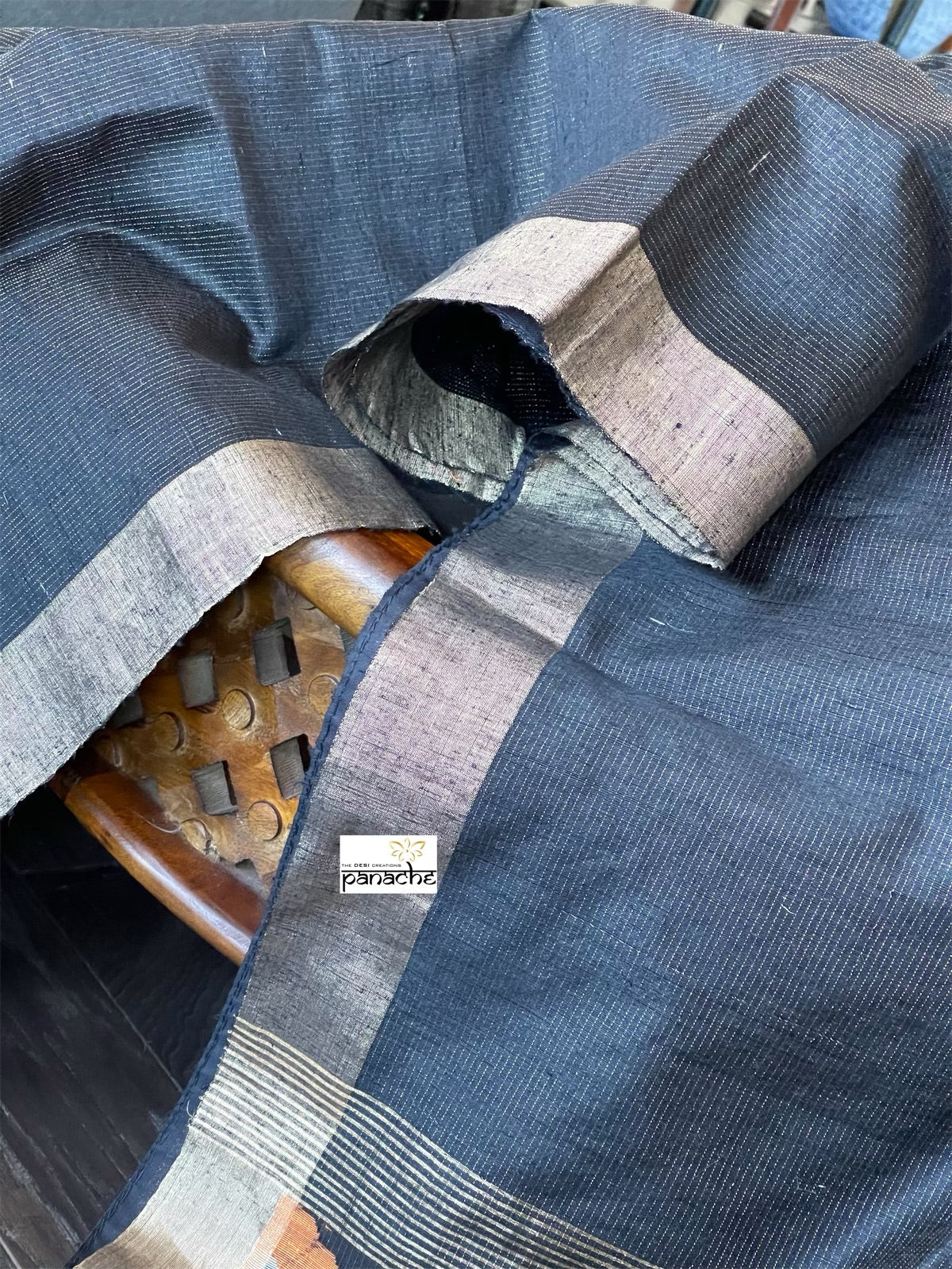 Matka Silk - Black Zari checks Woven Palllu