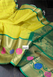 Pure Silk Kanjivaram - Lemon Yellow Green