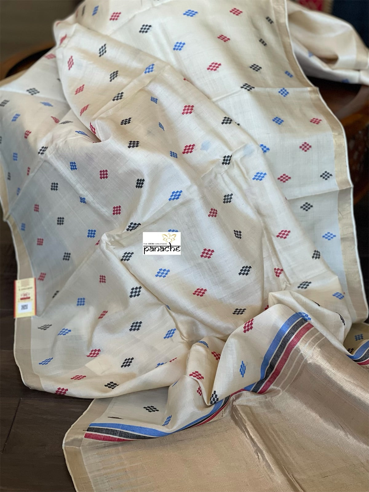 Pure Tussar Silk - Beige Resham Woven