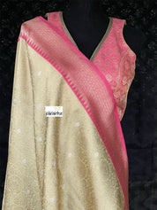Pure Katan Silk Banarasi - Light Butter Yellow Golden Zari woven