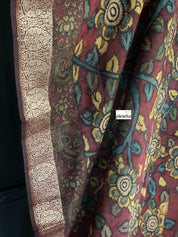 Muga Silk Kalamkari Banarasi- Maroon 1