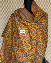 Kashmiri Kani Work Stole - Yellow Multi Resham Woven