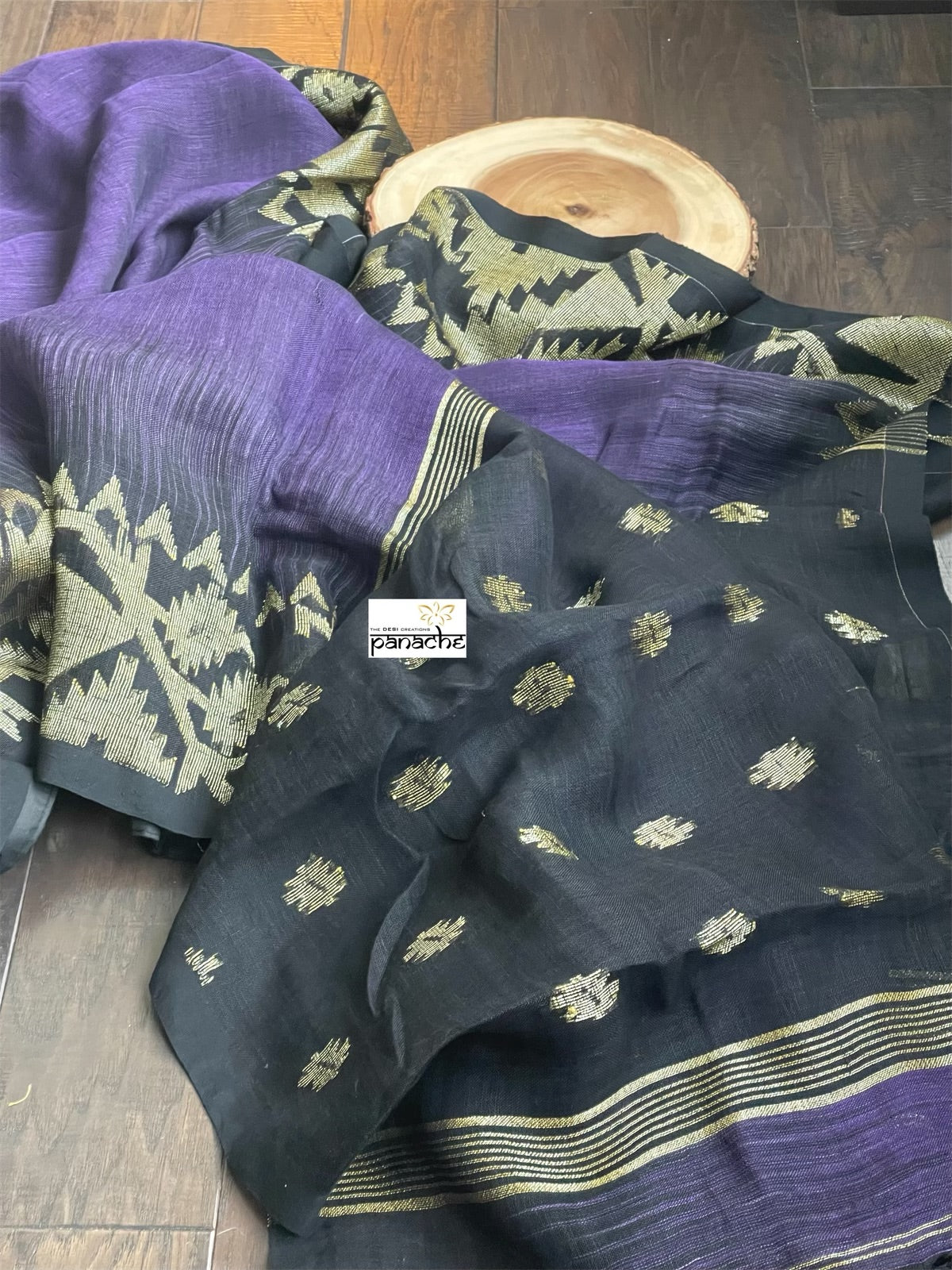 Jamdaani Linen Woven - Purple Black