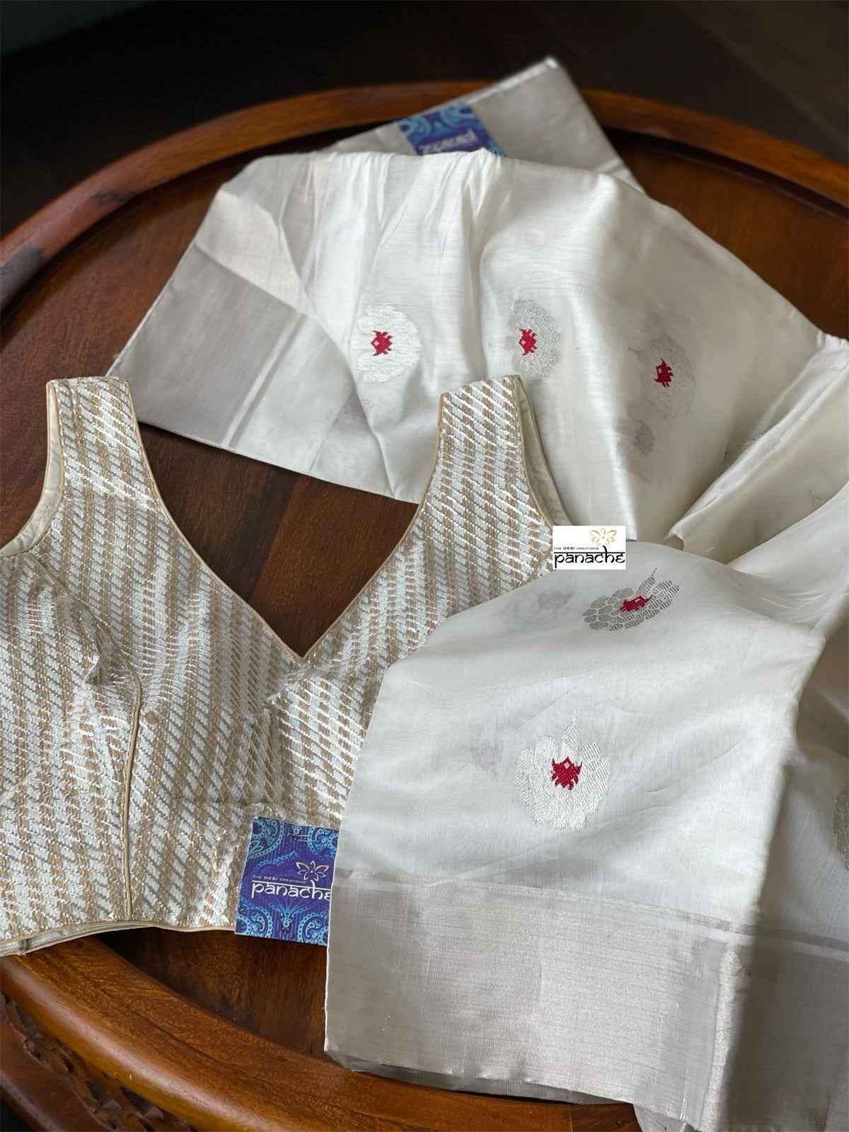 Designer Blouse - Off White Brown