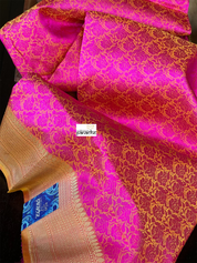 Katan Silk Tanchui Banarasi - Magenta Pink Antique Zari