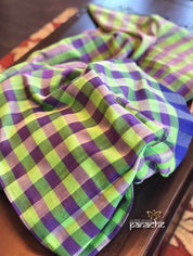Designer Khadi Checks - Green Purple