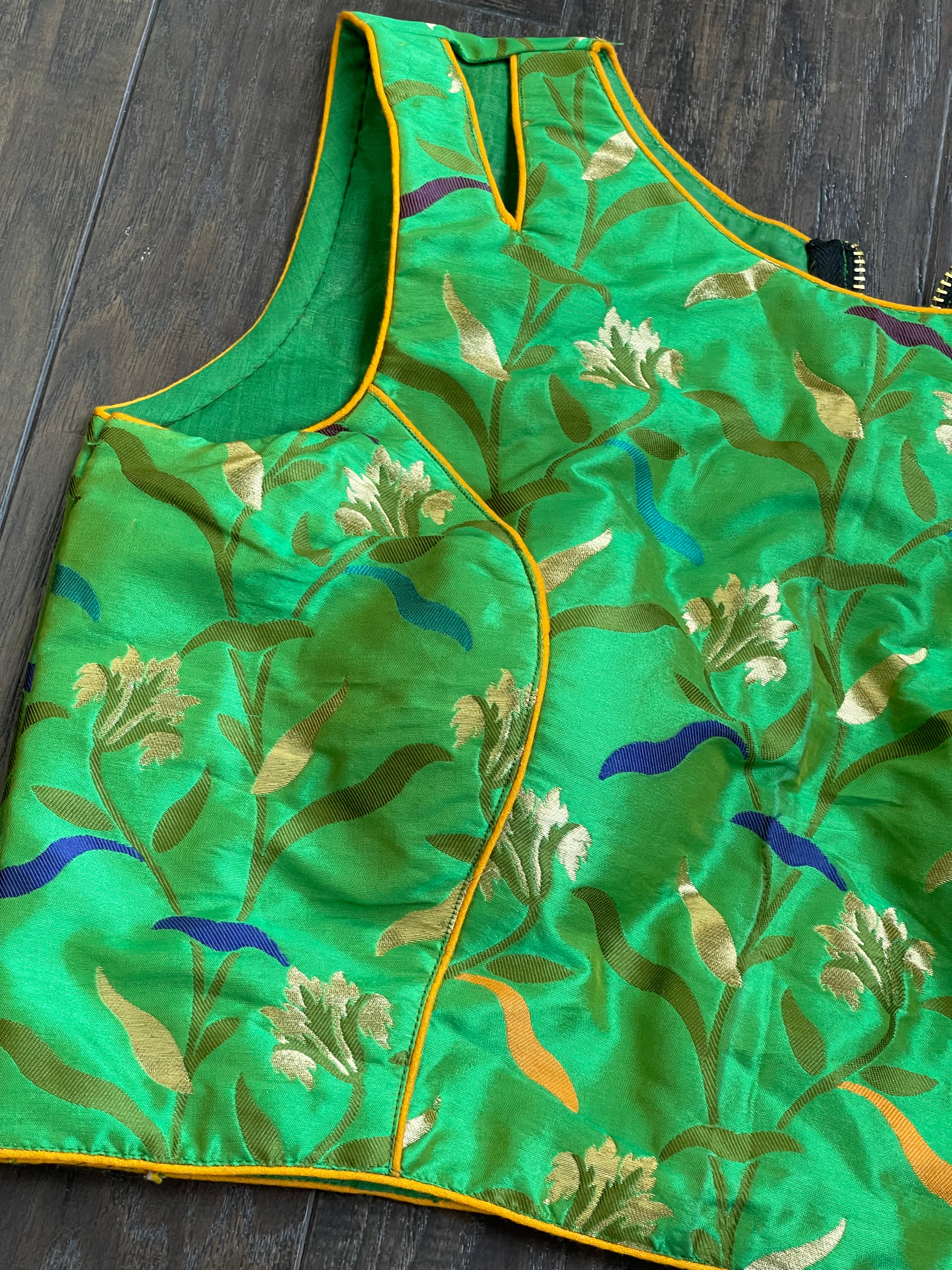 Designer Blouse - Green Blue Meenakari