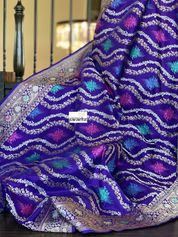 Pure Silk Kadwa Banarasi - Purple Multi Meenakari