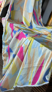 Designer Satin Chiffon Silk - Cream Yellow