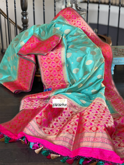 Soft Silk Banarasi - Sea Green Magenta Antique Golden Zari