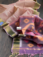 Cotton Silk - Peach Purple Ikat Woven