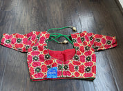 Designer Blouse - Orange Red Green Woven