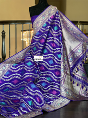 Pure Silk Kadwa Banarasi - Purple Multi Meenakari