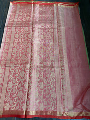 Tissue Tussar Silk - Green Red Woven
