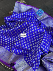 Pure Silk Banarasi - Purplish Blue Dual shaded