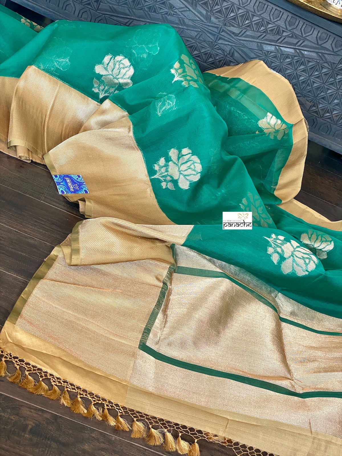 Kora Silk Banarasi - Teal Green