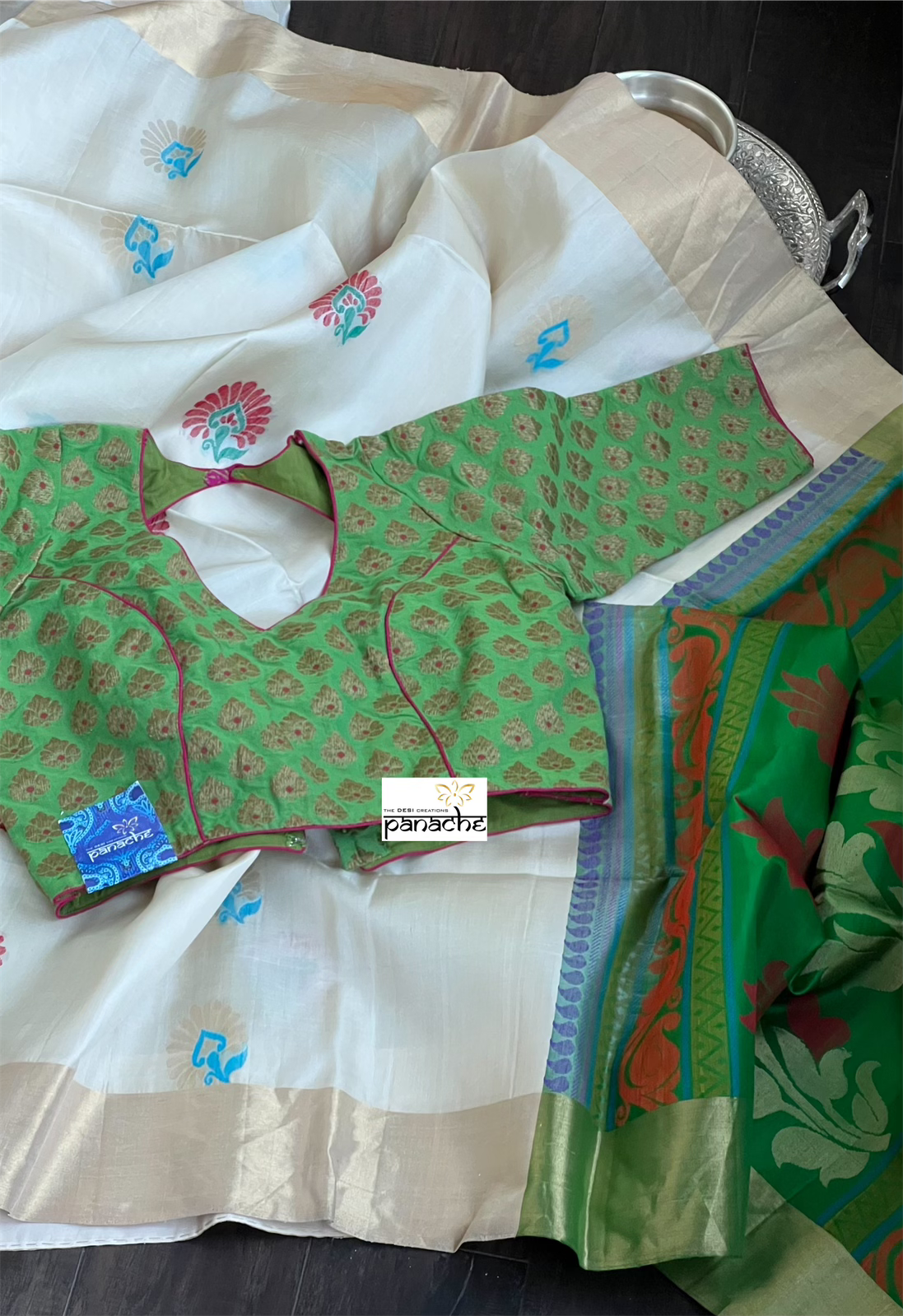 Designer Blouse - Green Meenakari