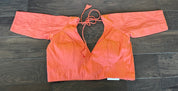 Designer Blouse - Rust orange Raw Silk