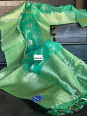 Organza Silk Banarasi -  Sea Green Antique Zari