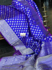 Pure Silk Banarasi - Purplish Blue Dual shaded