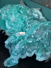 Designer Organza - Sea-Green Embroidered
