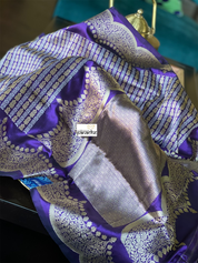 Silk Brocade Banarasi - Purple Antique Zari Kadwa