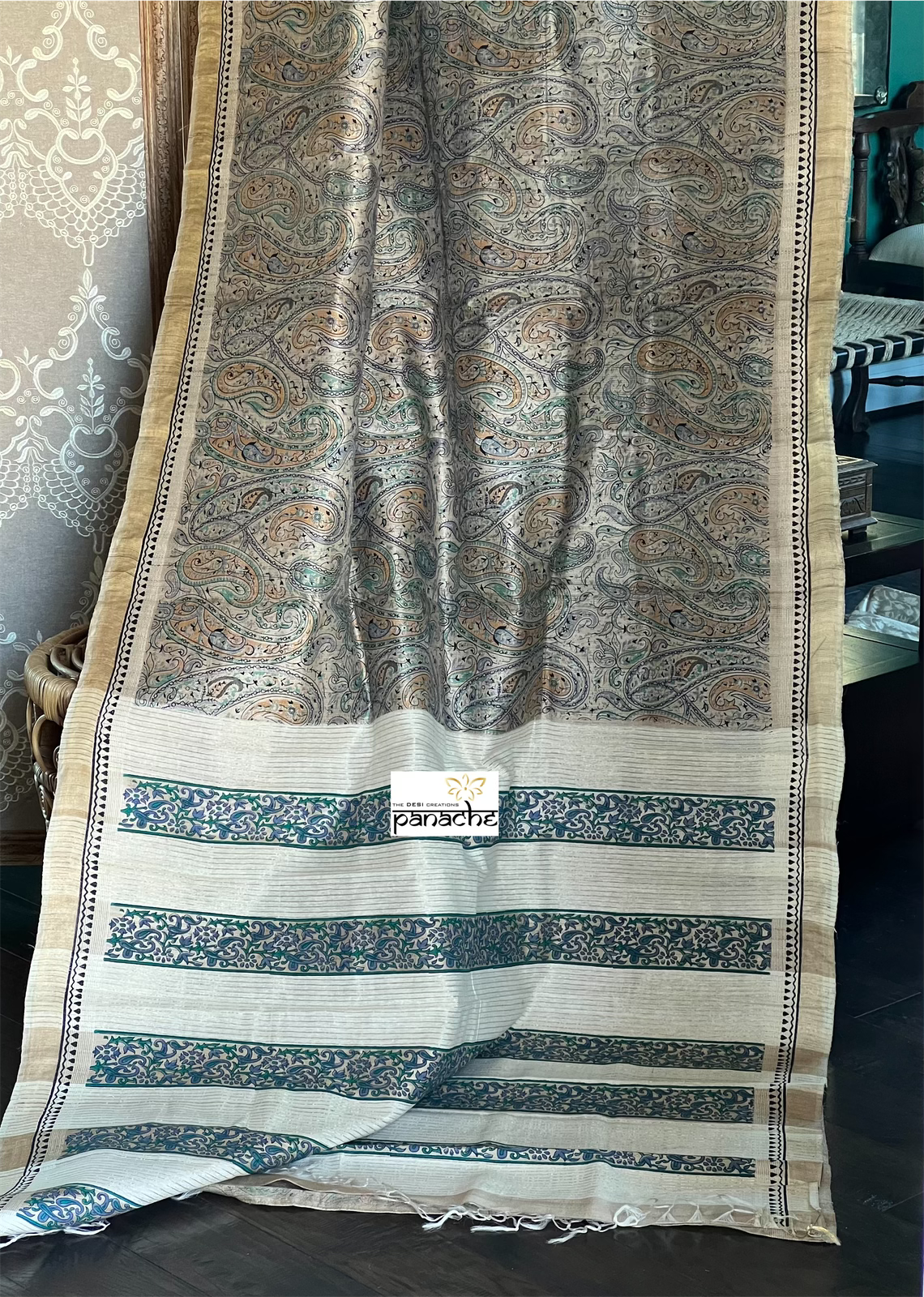 Pure Gicha Tussar Silk -  Beige Digital Printed