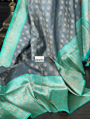 Pure Tassur Silk Banarasi - Grey Sea Green