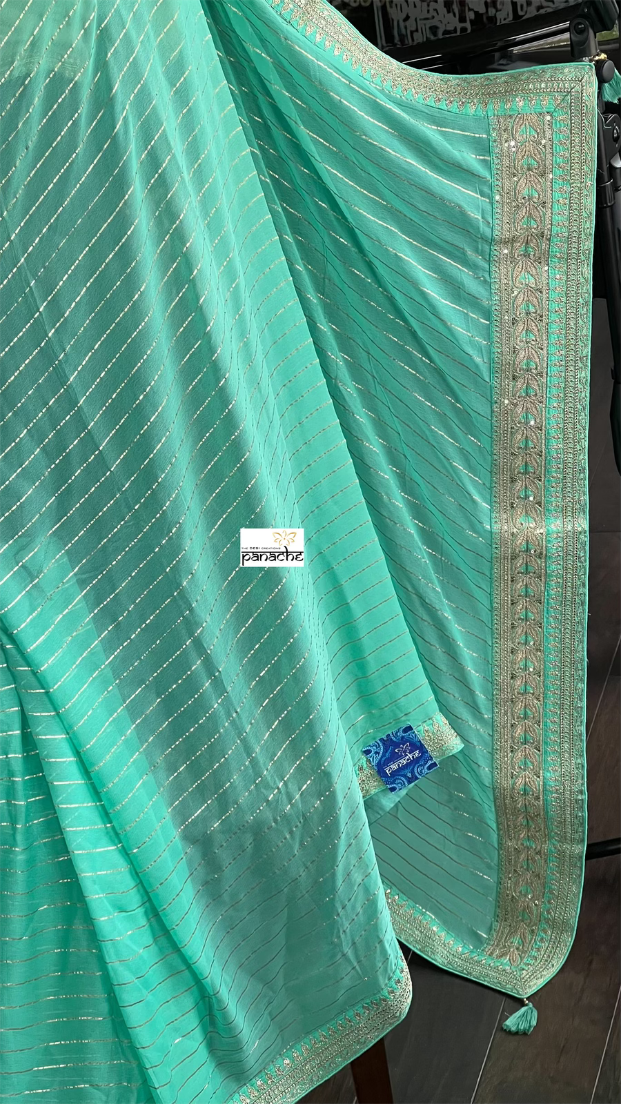 Designer Georgette - Sea Green Embroidered