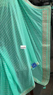 Designer Georgette - Sea Green Embroidered