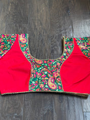 Designer Blouse - Green Red Meenakari
