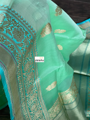 Organza Silk Banarasi - Sea-foam Green Firozi khadwa