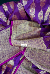 Pure Silk Katan Banarasi- Purple Antique Zari