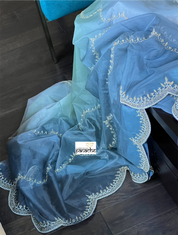 Designer Organza - Shaded Gray Pista Green