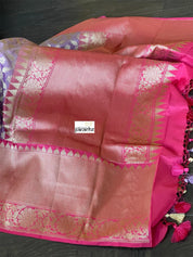 Pure Silk Banarasi - Lavender Mauve Pink Antique Golden Zari