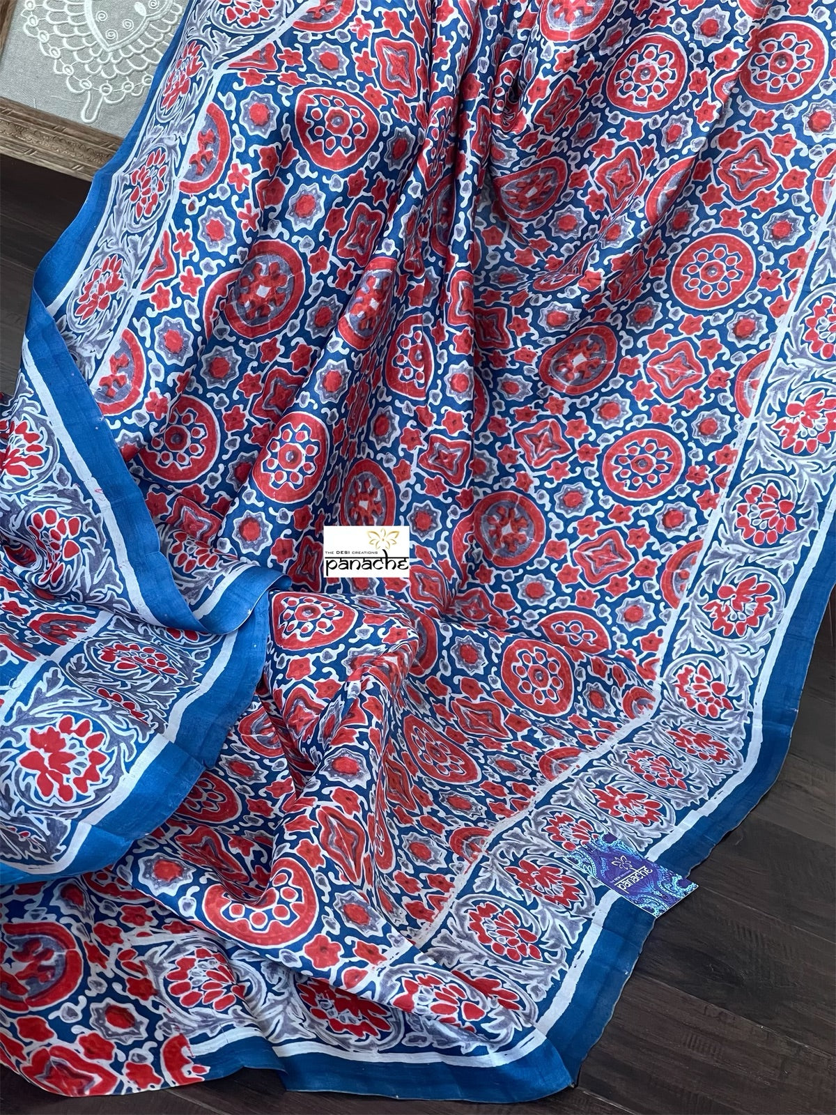 Pure Murshidabad Silk - Blue Printed