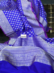 Pure Silk Banarasi - Purplish Blue Dual shaded