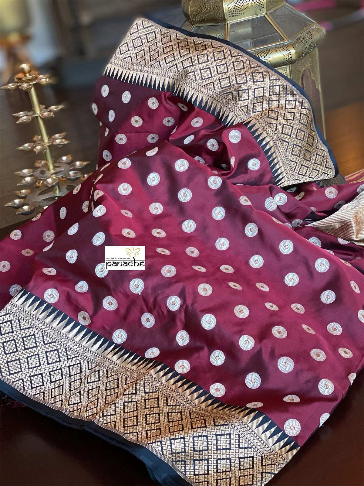 Pure Silk Katan Banarasi - Maroon Black